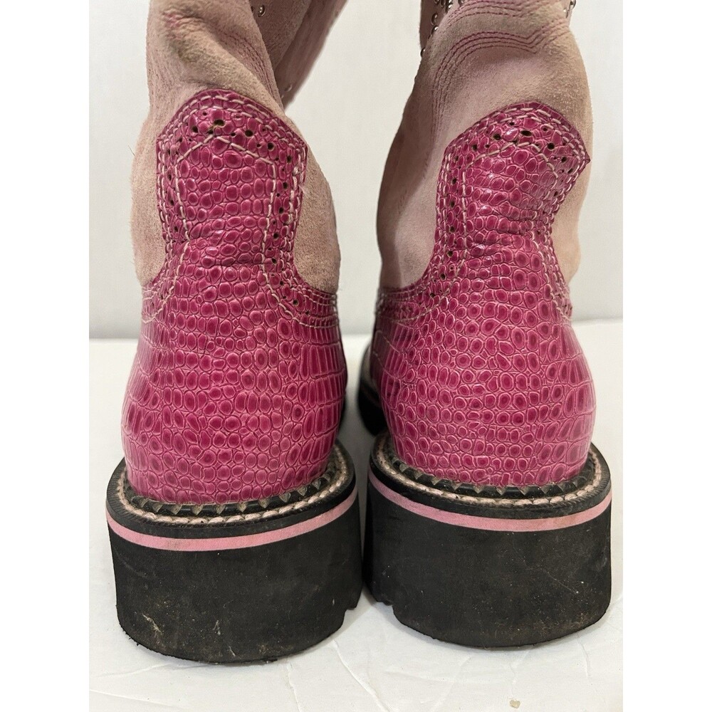 Ariat Pink Patent Leather Fatbaby Women's Size 8.5B Cowgirl Boots GUC - Picture 6 of 11